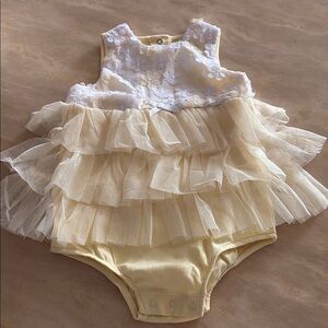 Little me butter yellow tulle dress